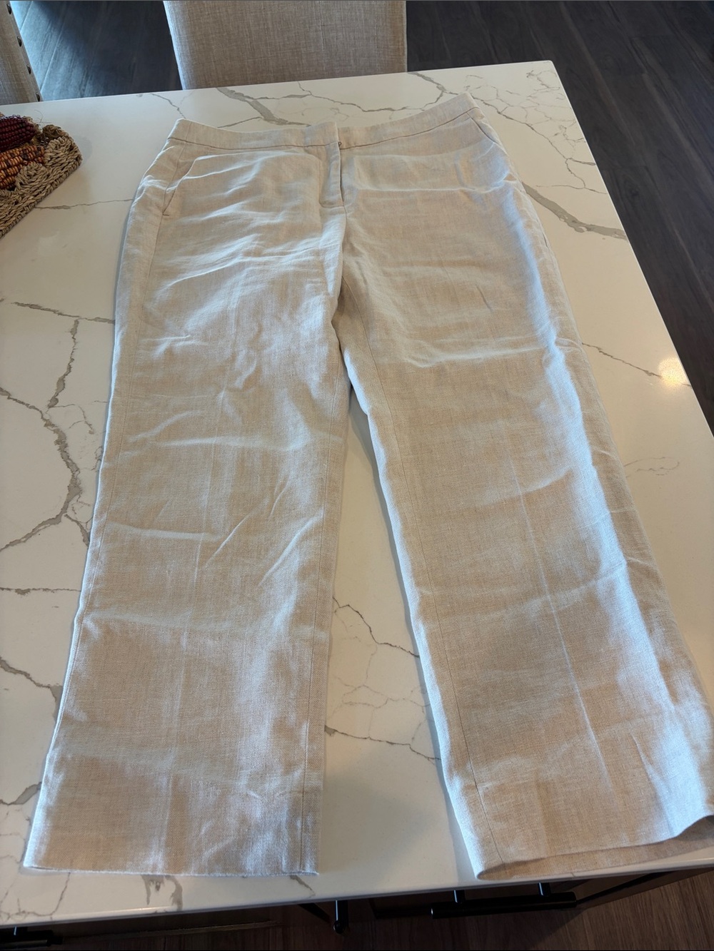 J. Crew Beige  Linen-Blend pants lined